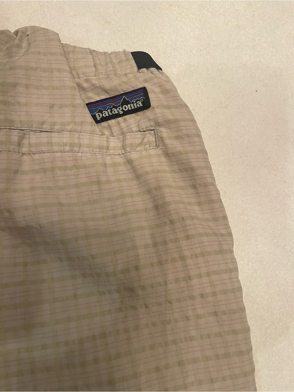 Patagonia Men’s Tan Plaid Hybrid Shorts